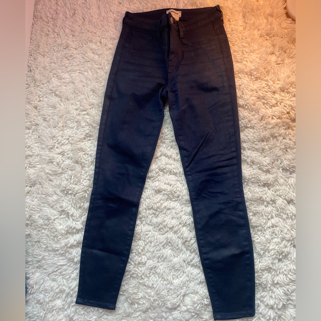 L’agence Wax Coated Navy Blue Jeans